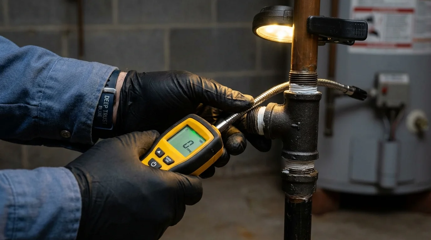 Gas leak detection with electronic sniffer by Johns Plumbing LLC in Lula
