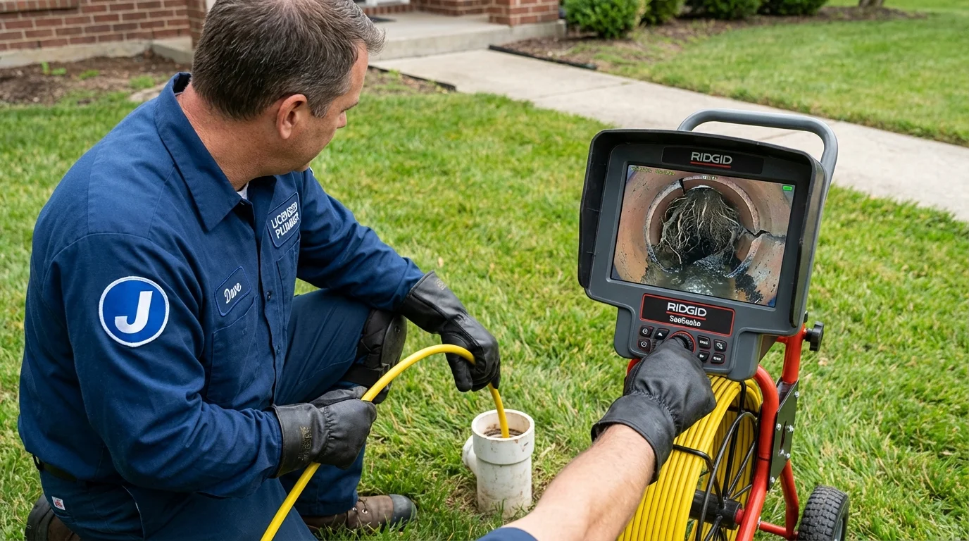 Sewer camera inspection being performed by Johns Plumbing LLC in Lula