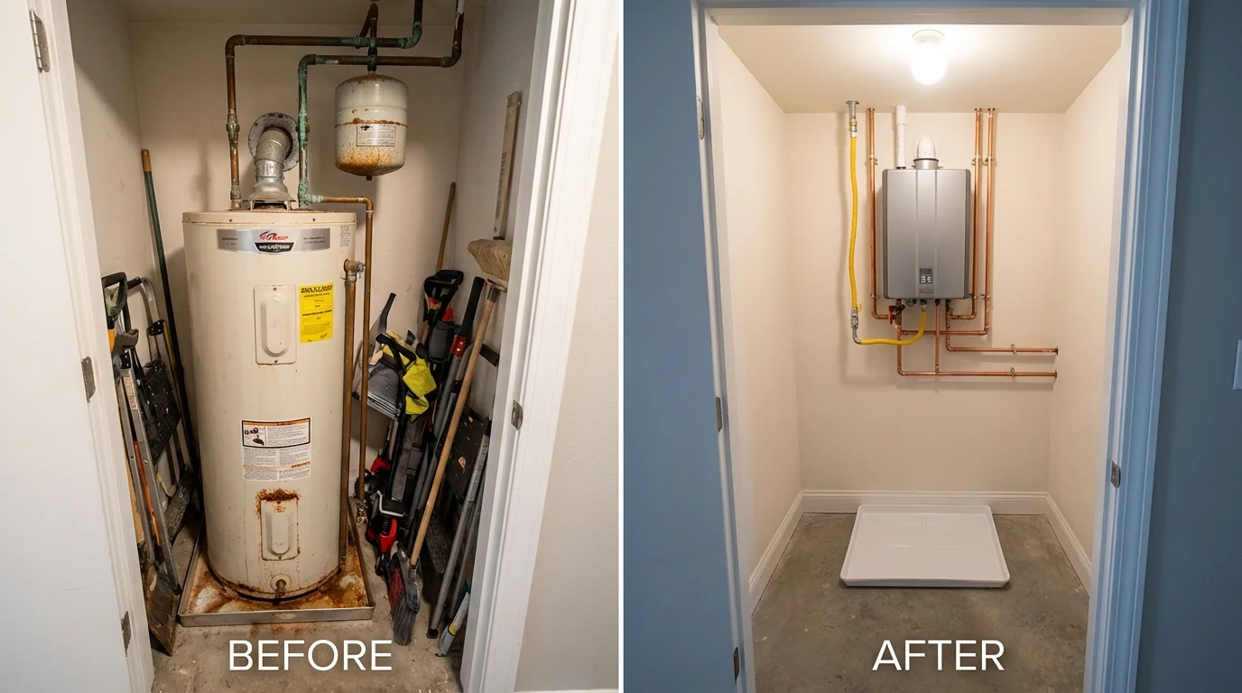Tank water heater versus wall-mounted tankless unit comparison for Lula, GA homeowners