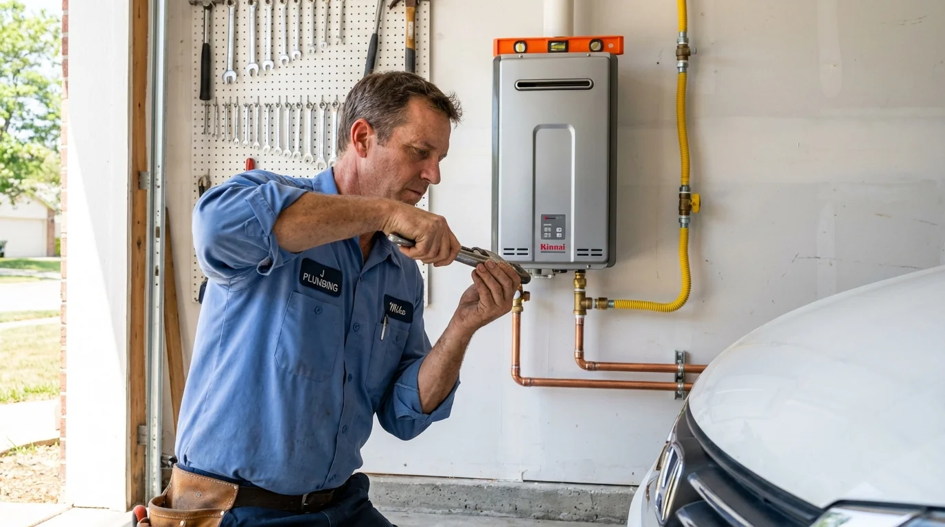 Tankless water heater installation by a Johns Plumbing LLC plumber in Lula